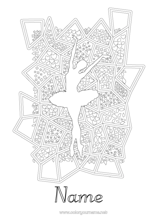 Coloring page to print Sport Dance Complex coloring pages Zentangle Artistic sports Ballet