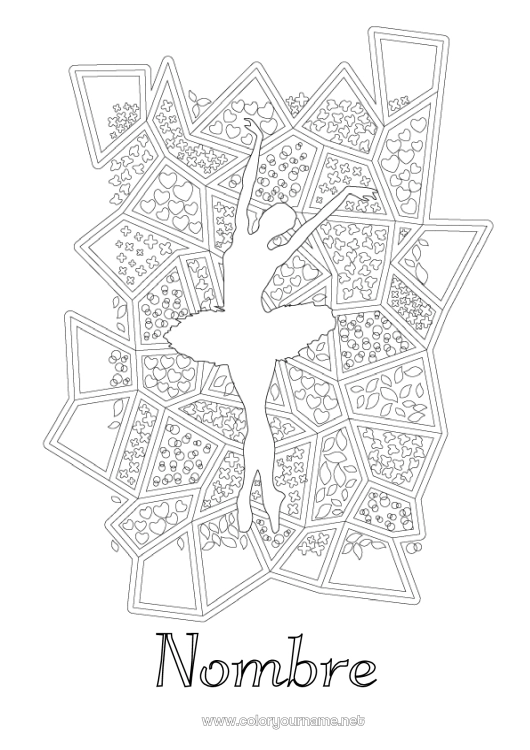Dibujo para colorear para imprimir Sport Danza Dibujos complejos para colorear Zentangle Deportes artísticos Ballet
