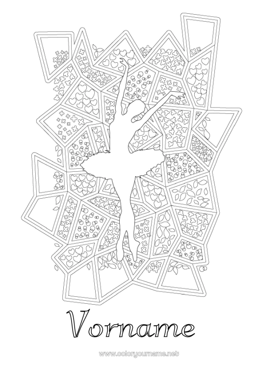 Malvorlage zum Ausdrucken Sport Tanz Komplexe Ausmalbilder Zentangle Künstlerischer Sport Ballett