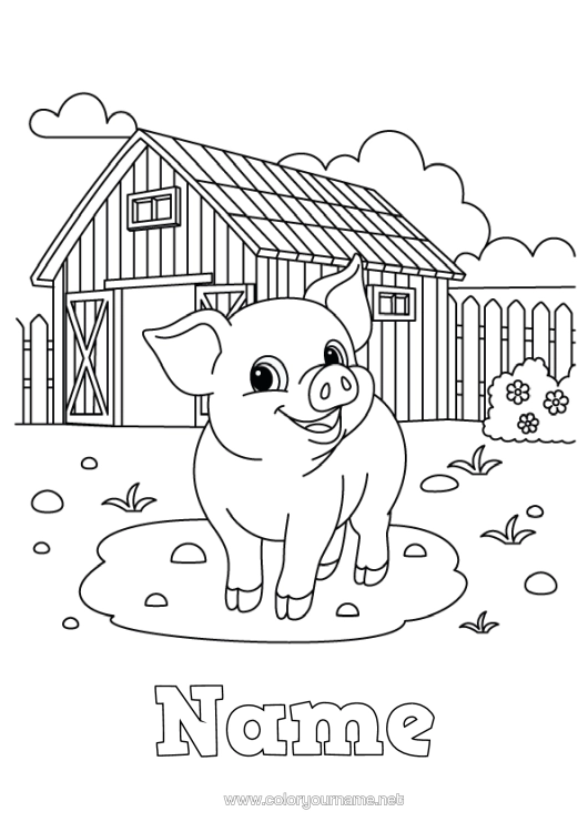 Colouring page to print Pig Animal Farm Farm Animals