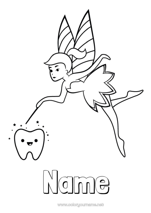 Colouring page to print Milk Tooth Little Mouse Tooth Fairy