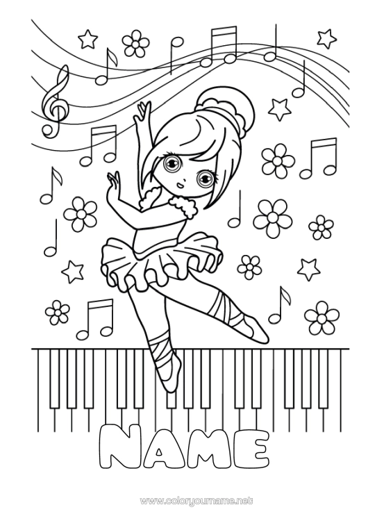 Colouring page to print Sport Dance Music Music Day Piano Musical Instruments Artistic Sports Musical Note