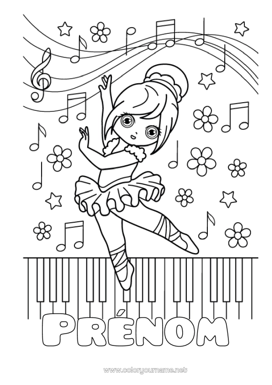 Coloriage à imprimer Sport Danse Musique Fête de la musique Piano Instruments de musique Sports artistiques