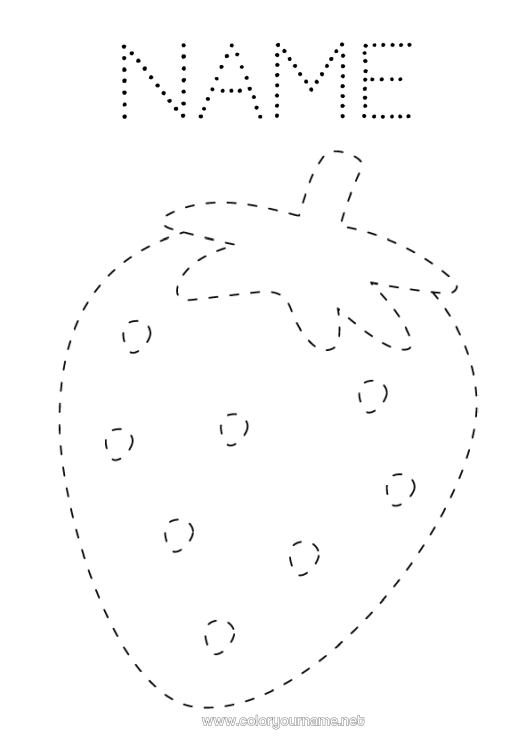 Coloring page to print Children's activities Fruits Trace and color Strawberry
