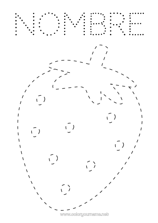 Dibujo para colorear para imprimir Actividades para niños Frutas Trazo y color Fresa