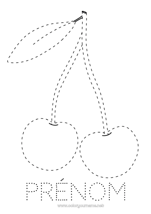 Coloriage à imprimer Activités enfants Cerise Fruits Coloriages faciles Trace et colorie
