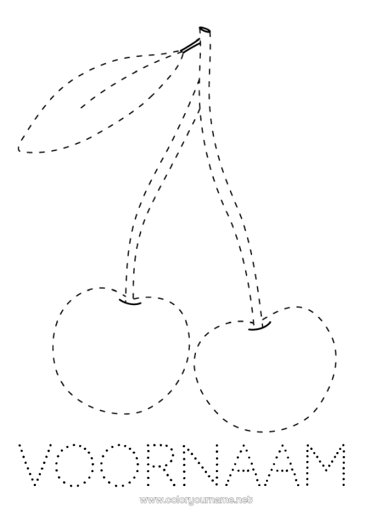 Kleurplaat om af te drukken Activiteiten voor Kinderen Kersen Fruit Eenvoudige kleurplaten Trace et colorie