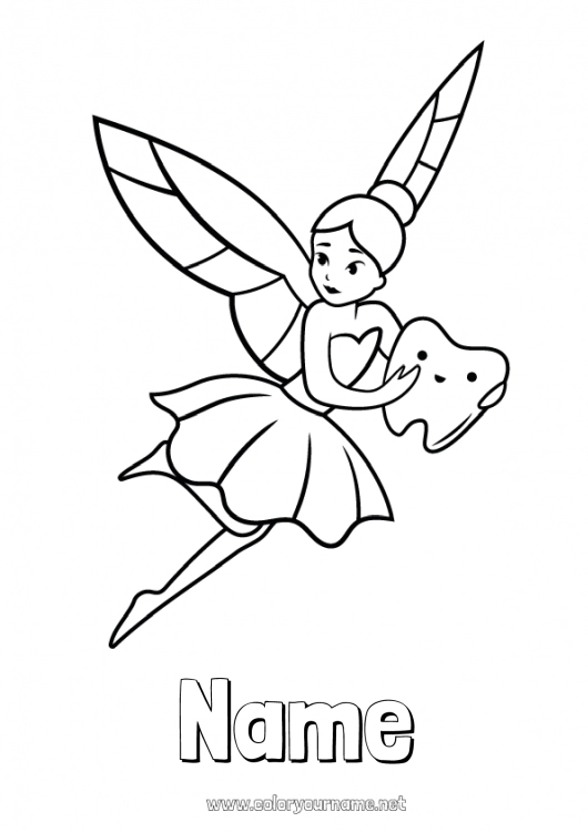 Coloring page to print Milk tooth Tooth fairy Tooth Fairy