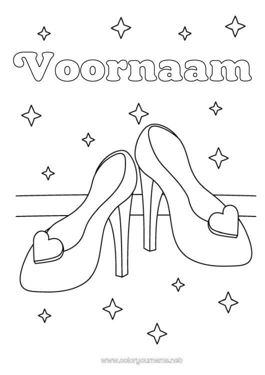 Kleurplaat om af te drukken Hart Prinses Schoen