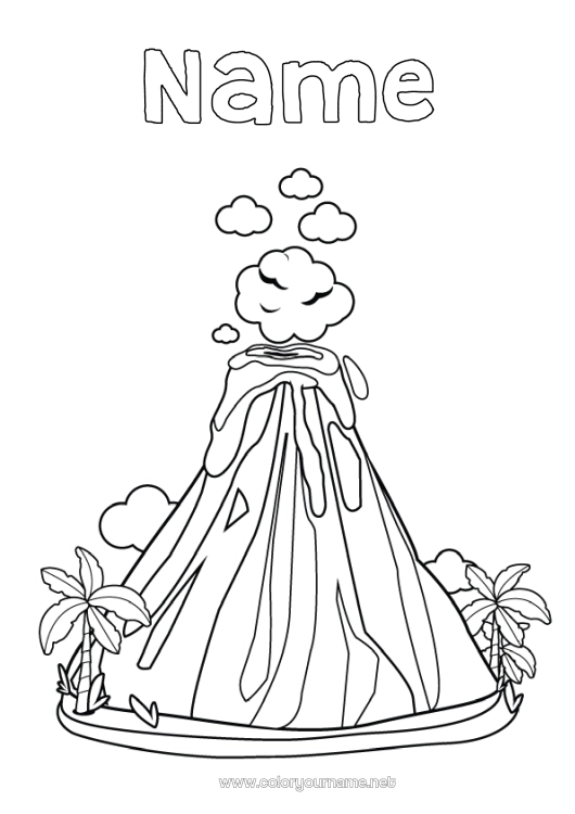Coloring page to print Volcano Palm Science