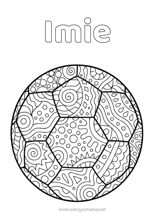 Kolorowanka do wydruku Piłka nożna Piłka nożna Sport Złożone kolorowanki Zentangle Sporty drużynowe