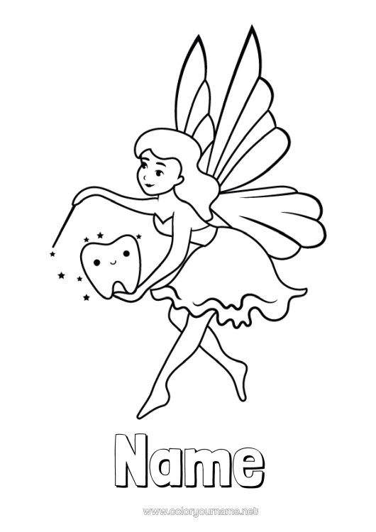 Colouring page to print Milk Tooth Little Mouse Tooth Fairy