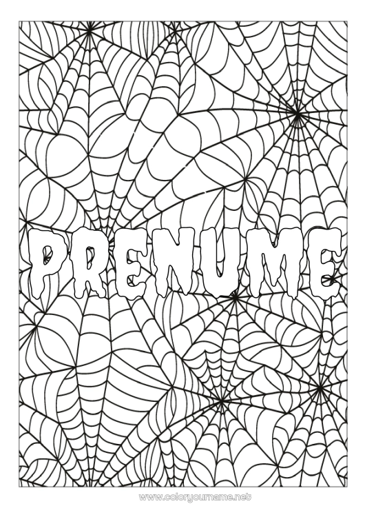 Pagină de colorat de imprimat Păianjen Halloween Insecte