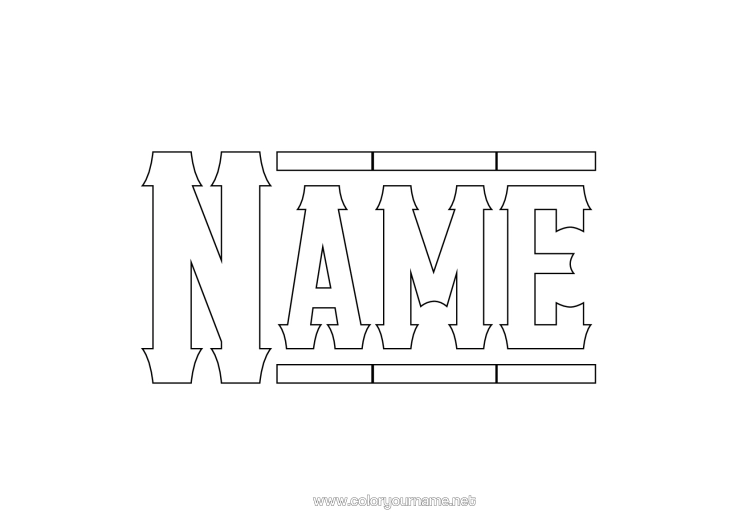 Colouring page to print Decorated Name Wild West Sheriff