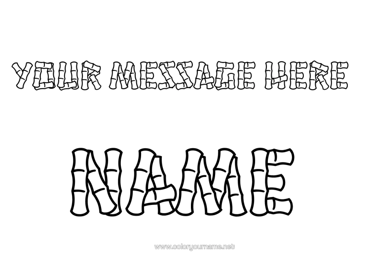 Colouring page to print Decorated Name Bamboo