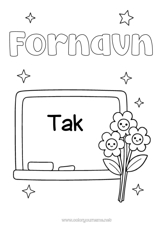Farvelægningssiden til udskrivning Blomster Lærer/Lærerinde Barnepige Tak Uddannelsesfag. Klasseliste