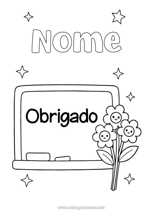 Página de desenho para imprimir Flores Professora/Professor Babá Obrigado Profissões de educação Quadro-negro