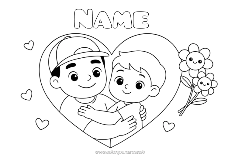Colouring page to print Heart Dad