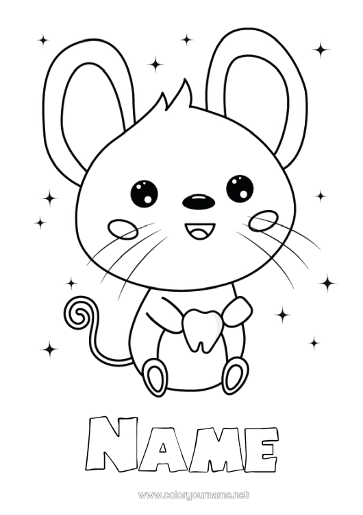 Colouring page to print Milk Tooth Little Mouse