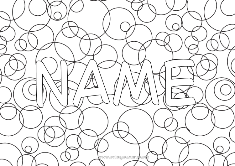Coloring page to print Decorated name Decorative background Circle, round