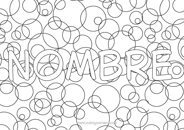 Dibujo para colorear para imprimir Nombre decorado Fondo decorativo Círculo, redondo