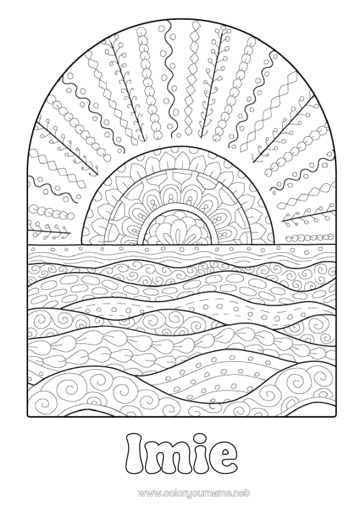 Kolorowanka do wydruku Lato Słońce Złożone kolorowanki Zentangle