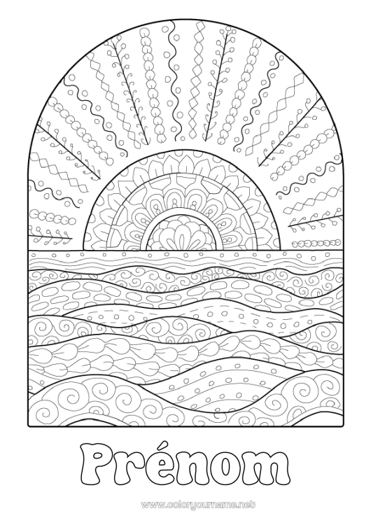 Coloriage à imprimer Été Soleil Coloriages complexes Zentangle