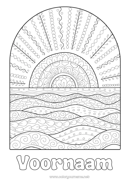 Kleurplaat om af te drukken Zomer Zon Complex Kleurplaten Zentangle