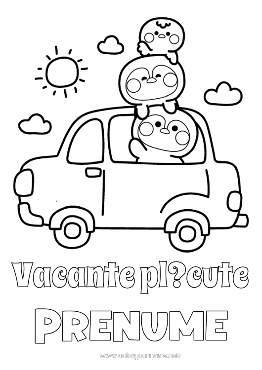 Pagină de colorat de imprimat Vacanțe Pinguin, Pinguin de gheață Mașină Păsări și mamifere zburătoare Mașini, furgonete și autorulote