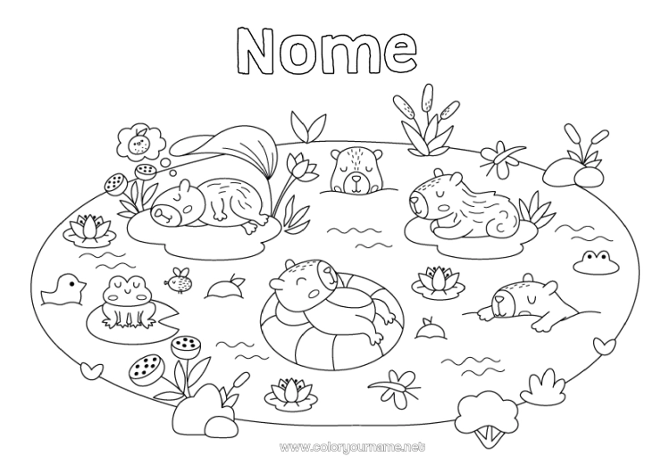 Página de desenho para imprimir Sapo Animal Animais marinhos ou aquáticos Outros animais do mundo Boia Capivara