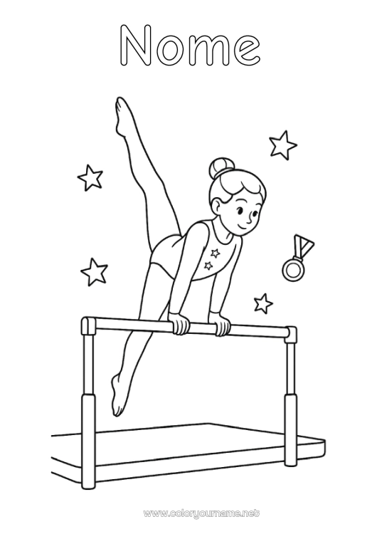 Pagina da colorare da stampare Sport Ginnastica Sport artistici