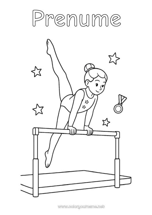 Pagină de colorat de imprimat Sport Gimnastică Sporturi artistice