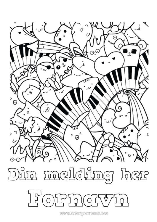 Fargeleggingssiden til utskrift Søt Musikk Musikkens dag Piano Musikkinstrumenter