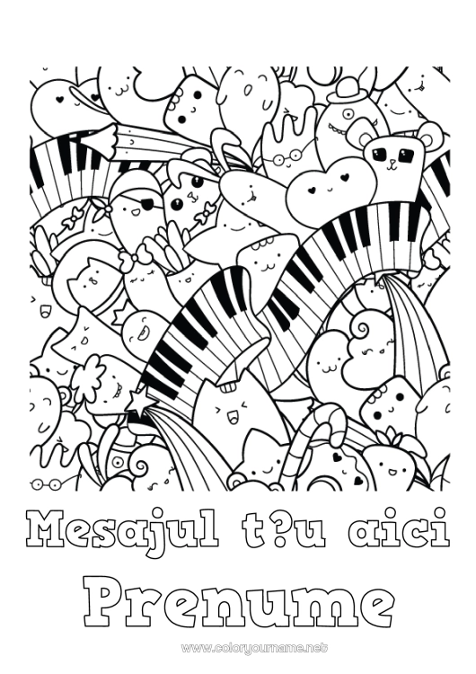 Pagină de colorat de imprimat Drăguț Muzică Sărbătoarea muzicii Pian Instrumente muzicale