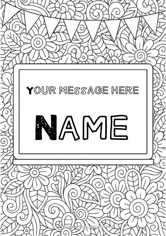 Coloring page to print Flowers Class board Notebook Covers