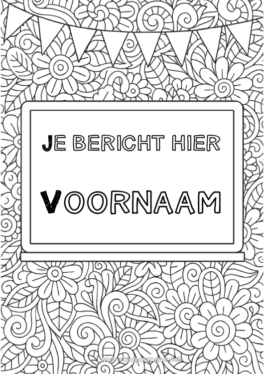 Kleurplaat om af te drukken Bloemen Schoolbord Schrijfkaften
