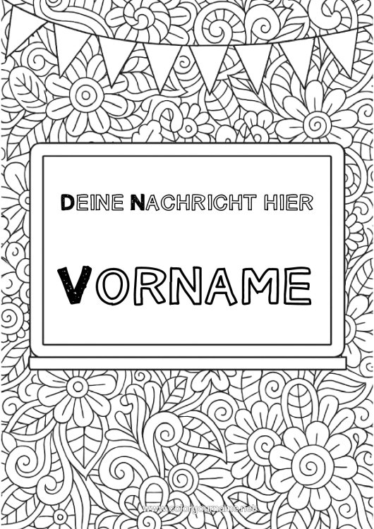Malvorlage zum Ausdrucken Blumen Klassentafel Heftumschläge