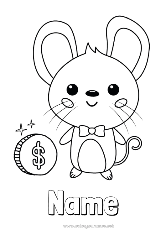 Colouring page to print Milk Tooth Little Mouse