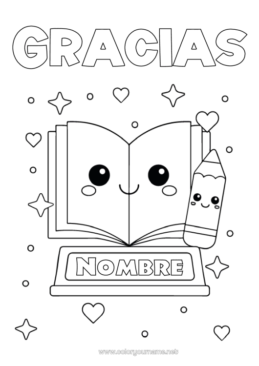 Dibujo para colorear para imprimir Kawaii Dibujos fáciles para colorear Libro Felicidades Lectura Lápiz Útiles escolares Copa, trofeo