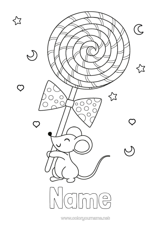 Colouring page to print Milk Tooth Little Mouse Treats, Sweets Pacifier