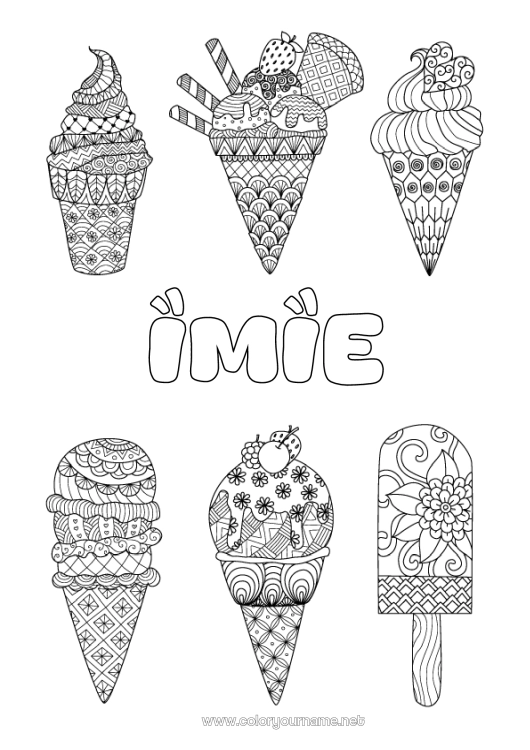Kolorowanka do wydruku Słodkości, łakocie Lód Zentangle