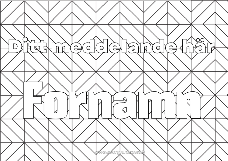 Färgläggningssida att skriva ut Utsmyckat namn Zentangle Geometriska former Dekorativ bakgrund