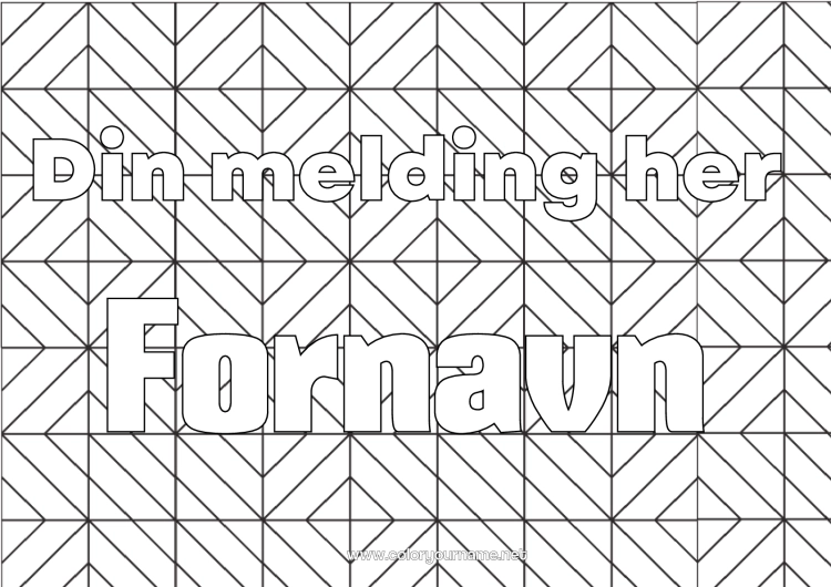 Fargeleggingssiden til utskrift Dekorert navn Zentangle Geometriske former Dekorativ bakgrunn