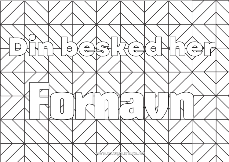 Farvelægningssiden til udskrivning Dekoreret navn Zentangle Geometriske former Dekorativ baggrund