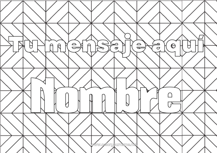 Dibujo para colorear para imprimir Nombre decorado Zentangle Formas geométricas Fondo decorativo