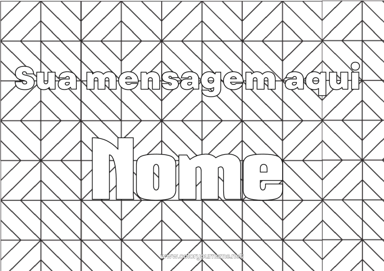 Página de desenho para imprimir Nome decorado Zentangle Formas geométricas Fundo decorativo