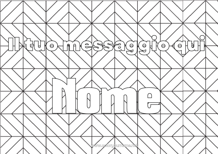 Pagina da colorare da stampare Nome decorato Zentangle Forme geometriche Sfondo decorativo