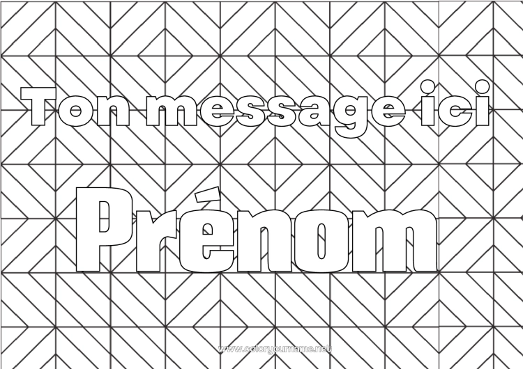Coloriage à imprimer Nom décoré Zentangle Formes géométriques Fond décoratif