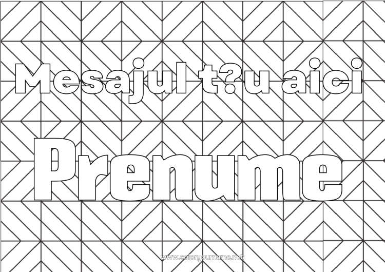 Pagină de colorat de imprimat Nume decorat Zentangle Forme geometrice Fundal decorativ