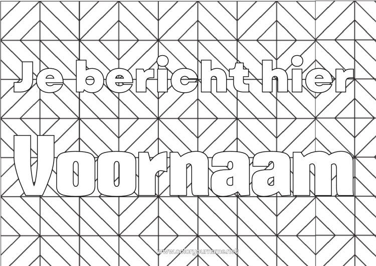 Kleurplaat om af te drukken Gedecoreerde naam Zentangle Geometrische vormen Decoratieve achtergrond